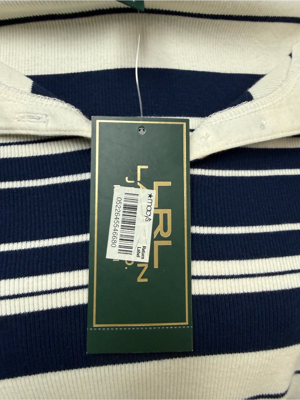 Lauren Ralph Lauren Navy and White Striped Short-Sleeve Top Size XL - Picture 12 of 12